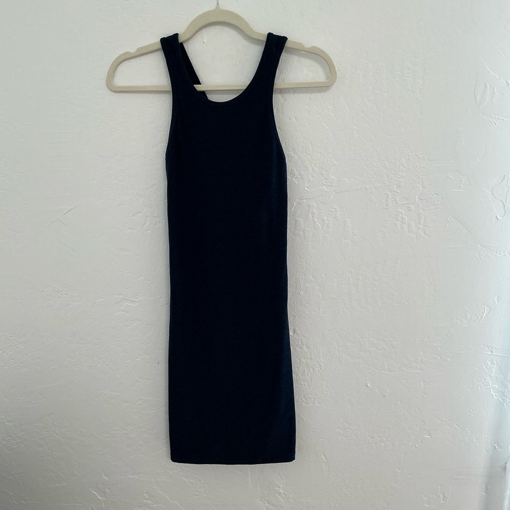 Beyond Yoga Navy Blue Ribbed Bodycon Mini Dress